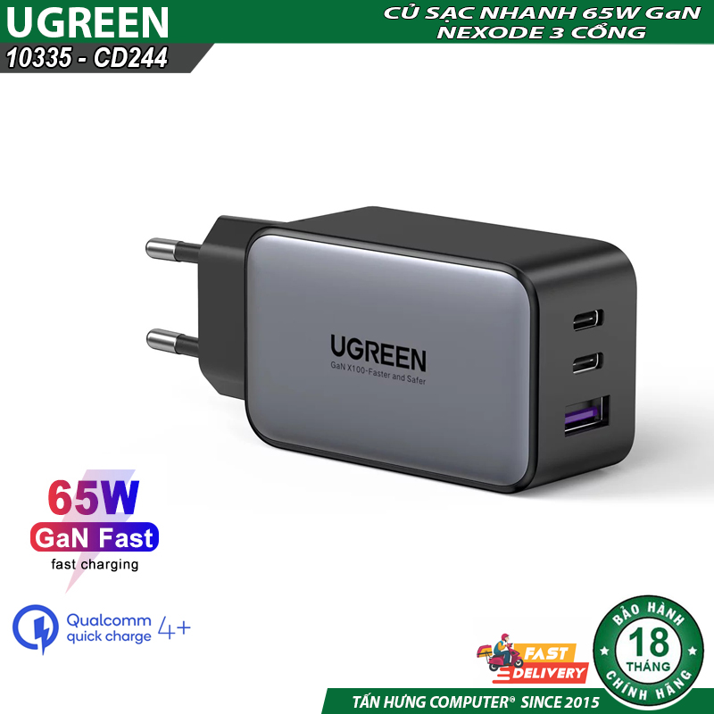 Củ sạc nhanh GaN 65W 2 cổng USB-C